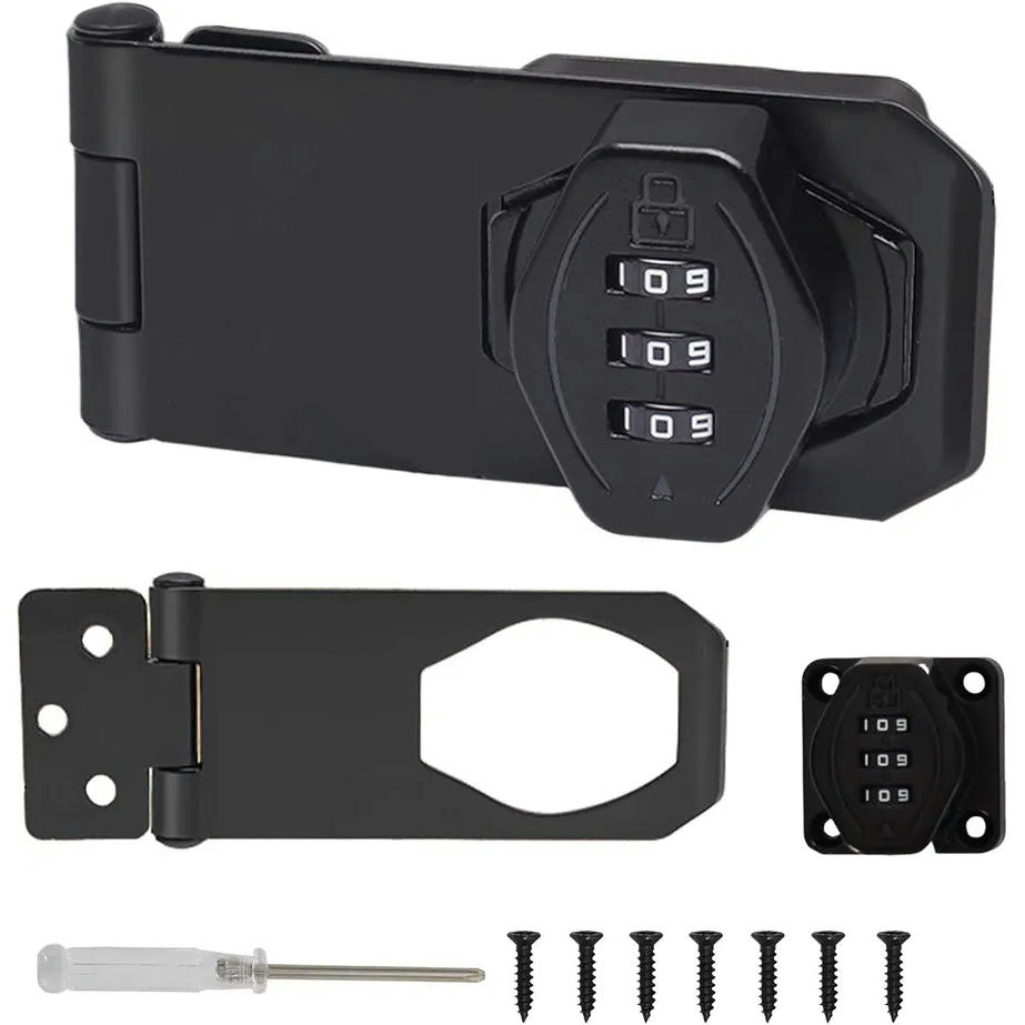 Candado de Combinación Negro de 10 cm para Cajones y Muebles con Código de 3 Dígitos y Destornillador Incluido