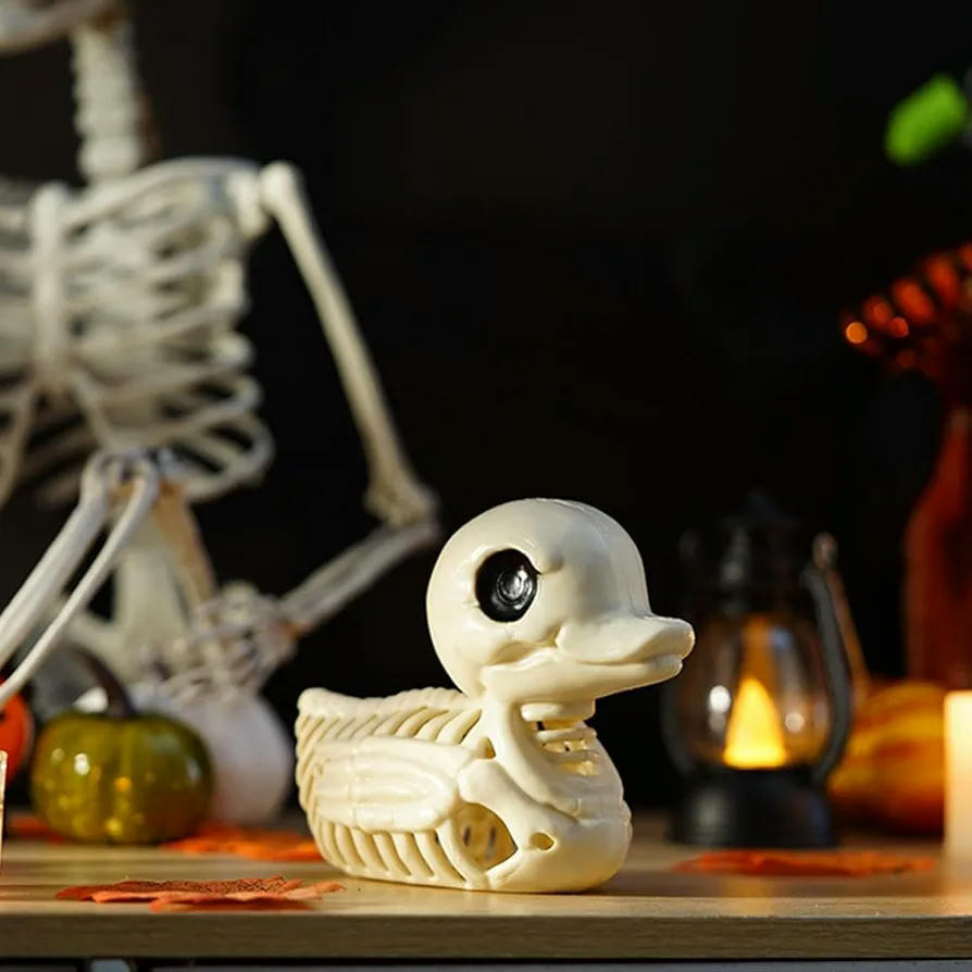 2 Figuras Pato Esqueleto, 4.7 pulgadas, patito accesorio decorativo para Halloween, figura de resina sintética, diseño encantador y espeluznante