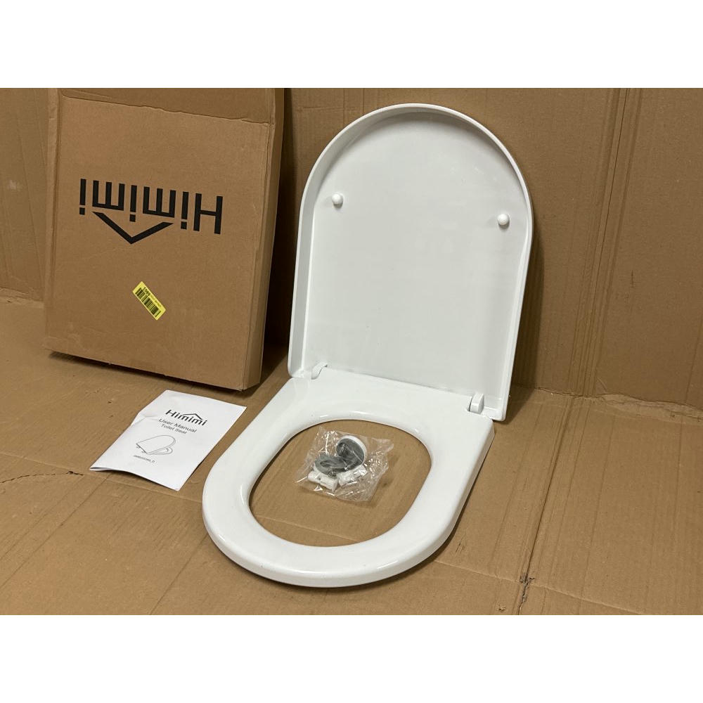 Himimi Tapa WC Universal, Asiento para Inodoro, Asiento de Inodoro en Forma de D, Tapas de Water Cierre Suave Lento, Bisagras Ajustables, Desmontaje Rápido, Fácil de Limpiar(450 x 361 x 53 mm)