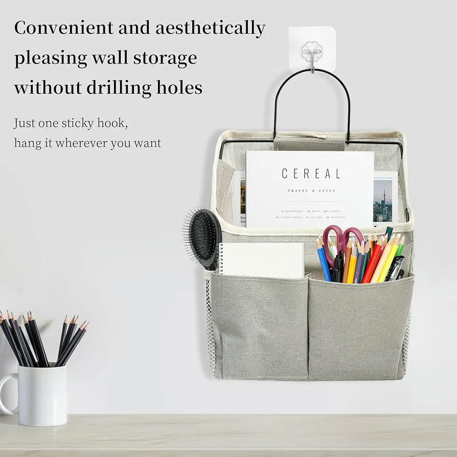 Organizador Colgante con Bolsillos, 34 x 27 x 5 cm, Ideales para Cocina y Dormitorio (Blanco)
