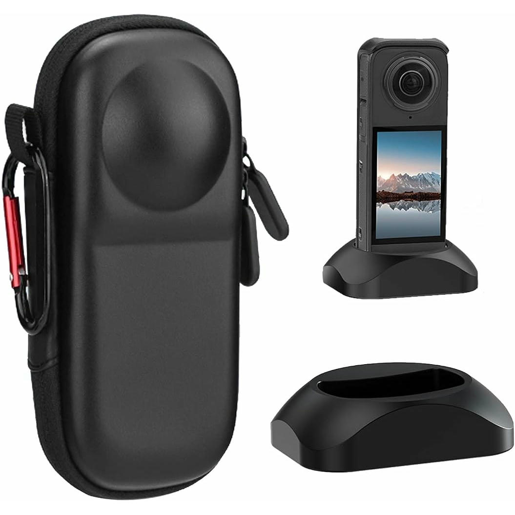 Funda Protectora Rígida de Viaje para Cámaras Insta360 X4 y X5 con Base Antideslizante (Negro)