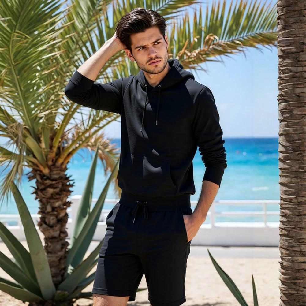 Pantalones cortos deportivos para hombre, bermuda de algodón, ideal para entrenamiento, running y actividades al aire libre (Talla L)