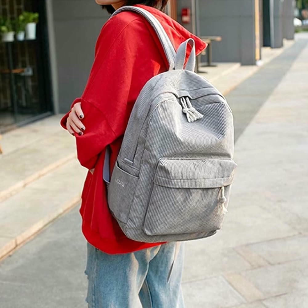 Mochila ligera para mujer, ideal para escuela y ocio, resistente y funcional (Gris)
