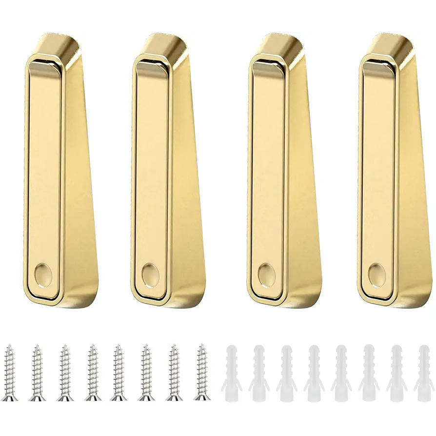 4 Piezas Ganchos Plegables para Pared, Gancho Soporte 90° para Abrigos y Baño, 7 cm, Dorado