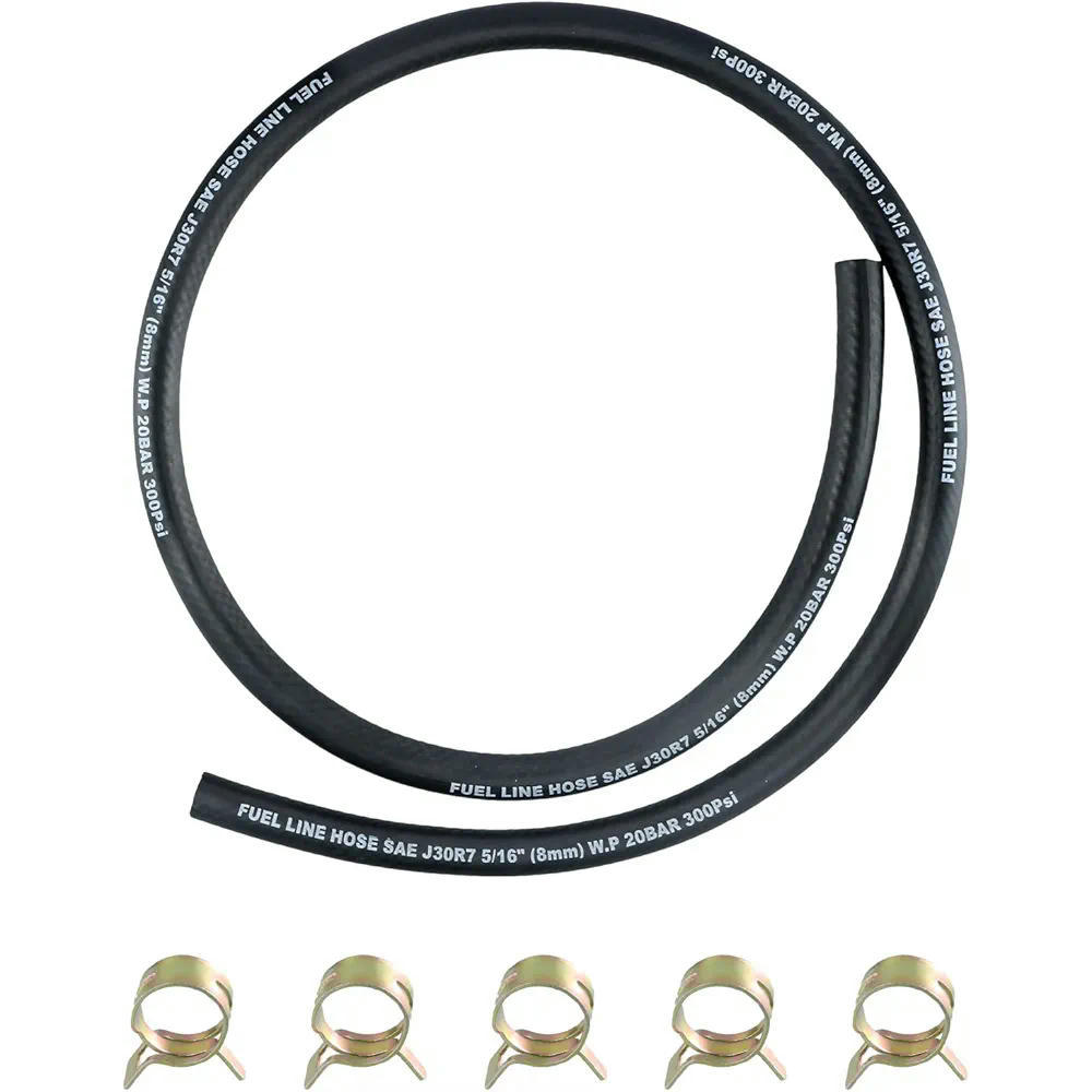 Manguera de Gasolina de 1 Metro, Kit de Tubería de Gas Combustible con 5 Abrazaderas, Manguera de Aceite 8 mm diámetro, para Motos, Scooters y Motores Pequeños