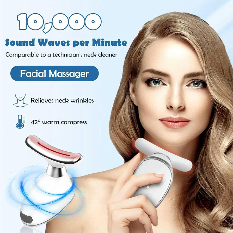 Masajeador Facial Multifuncional con Microcorriente y 7 Modos de Luz LED (Blanco)