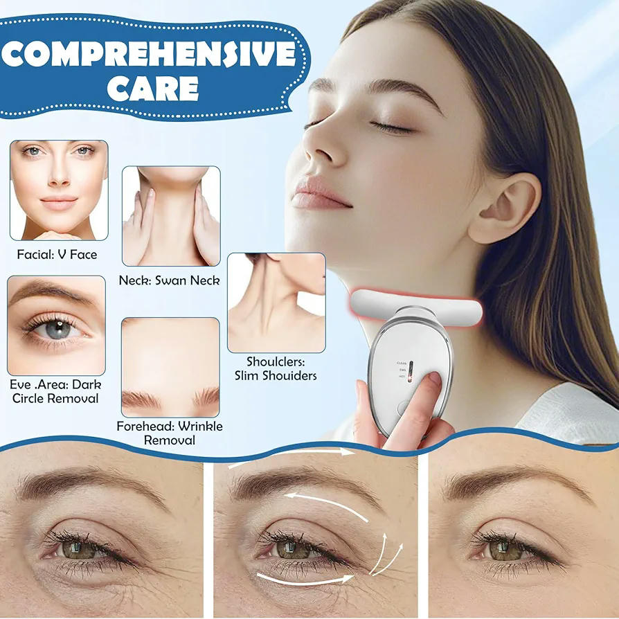 Masajeador Facial Multifuncional con Microcorriente y 7 Modos de Luz LED (Blanco)