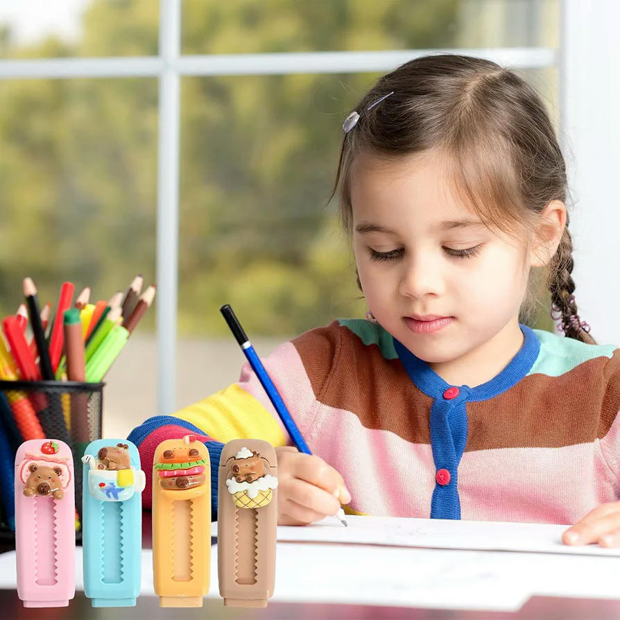 Borradores Retráctiles de Animales - Set de 4 Piezas para Escuela, Oficina y Regalos