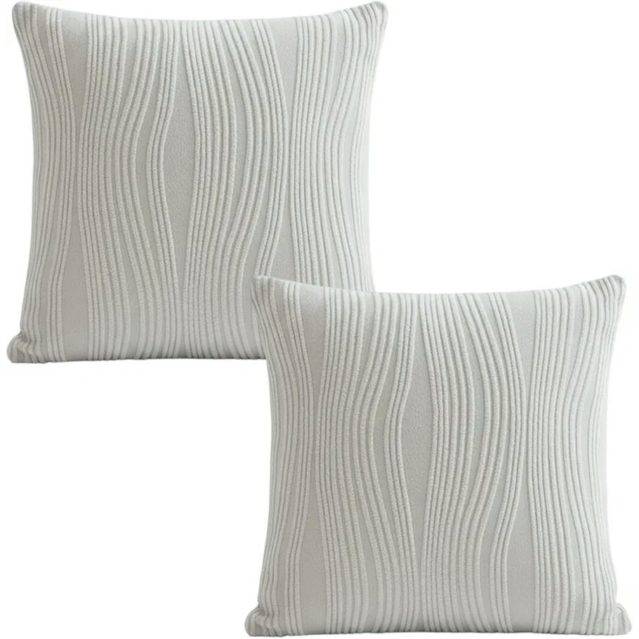 Juego de 2 fundas de cojines 45x45 cm, fundas decorativas de poliéster suave con cremallera invisible, para sofá y cama (Blanco)