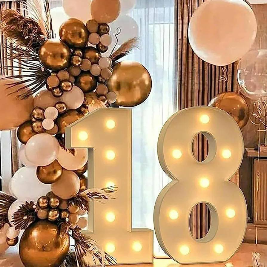 Número 8 decorativo grandes LED 70 cm - Letreros iluminados para fiestas, cumpleaños, bodas y eventos especiales - Decoración de marquesina versátil (Número ocho)