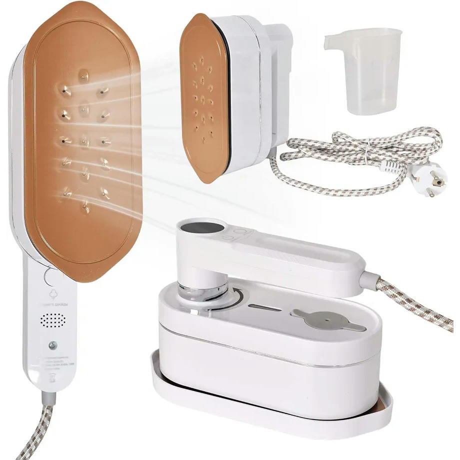 Plancha de Vapor Portátil 1200W Blanca con Mango Giratorio para Hogar y Viajes