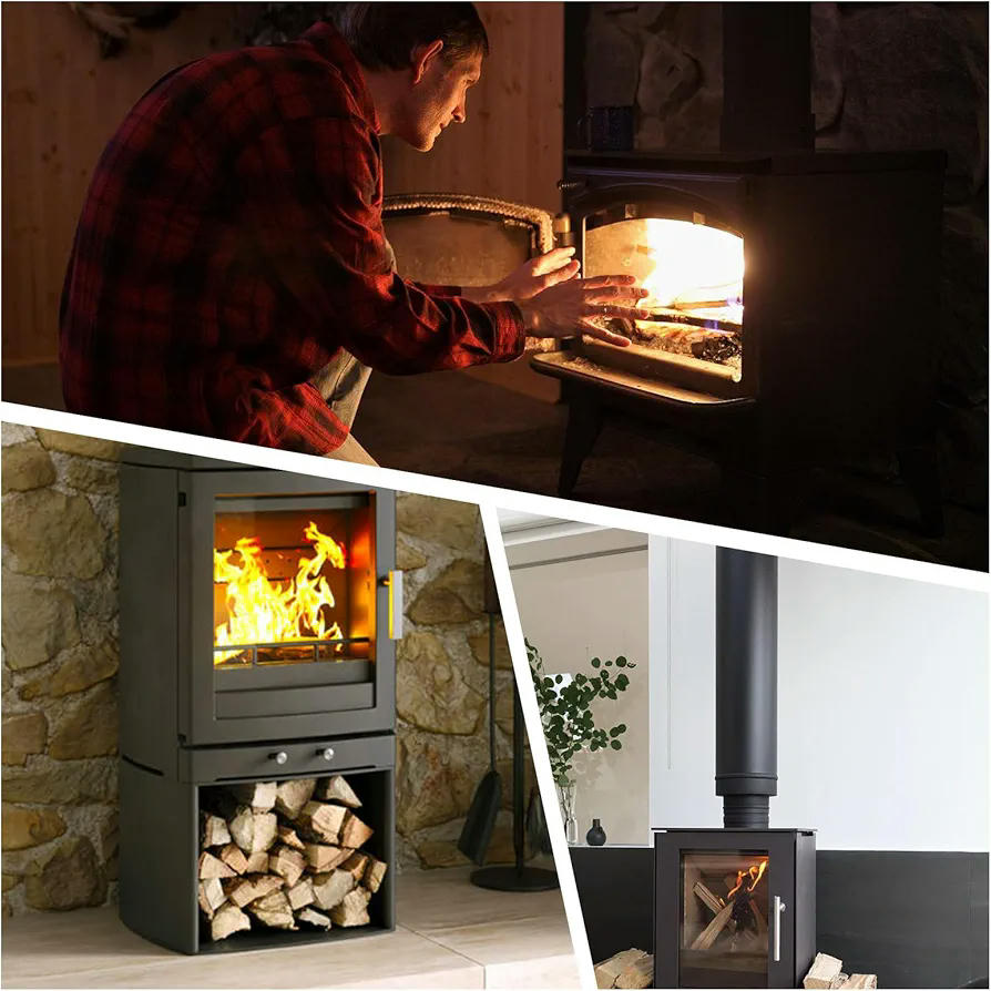 Tira de Sellado Resistente al Calor, Junta Puerta Chimenea, Junta de Vidrio Reemplazo, para Inserto de Estufa, Chimenea, Resistente a 550 °C, Longitud: 2,5 M (6 mm de diámetro)