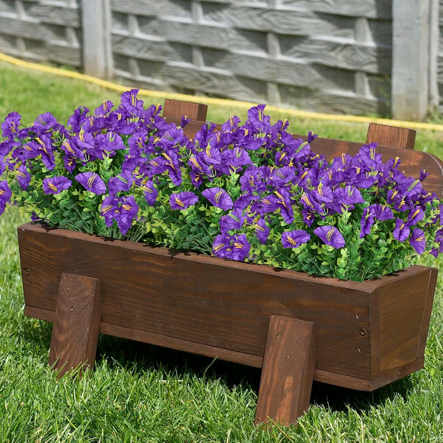 10 Piezas de Flores Artificiales Moradas para Decoración Exterior con Protección UV (Morado)