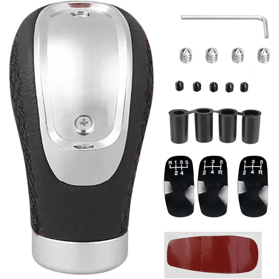 Pom de palanca de canvis manual de 5 velocitats, pom de cuir sintètic negre, compatible amb la majoria de vehicles