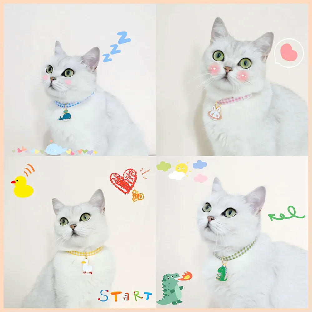 Juego de 4 collares ajustables para gatos y cachorros, hebilla de seguridad, tamaños de 17 a 32 cm, accesorios para mascotas