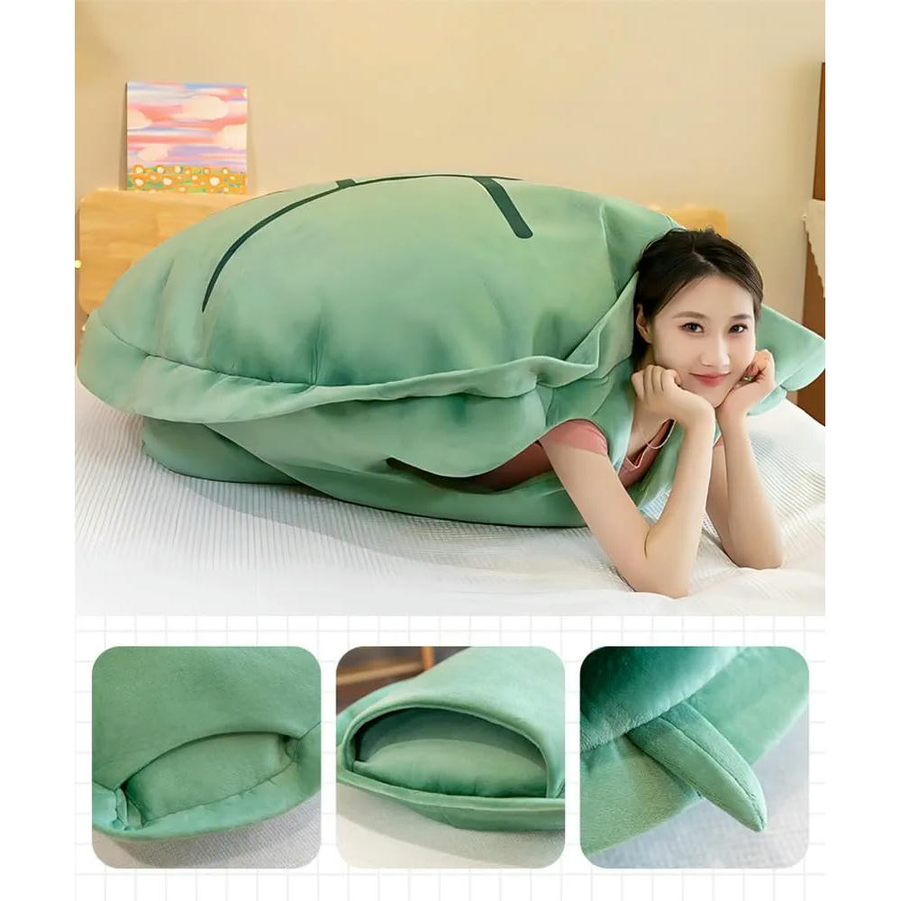 Almohada Tortuga Gigante, Caparazón de Tortuga Kawaii, Cojín de Felpa Portátil, 60 cm, Ideal para Descanso y Cosplay
