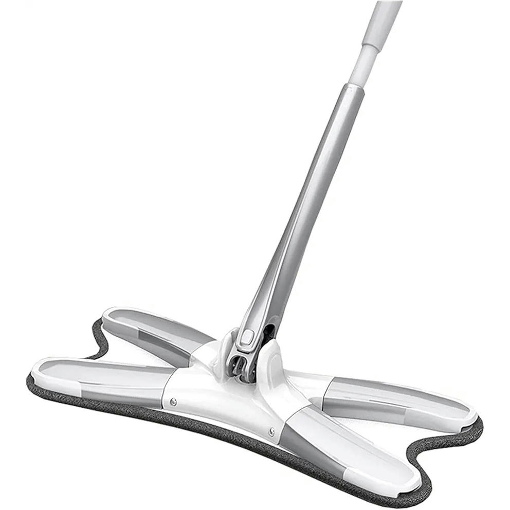Trapeador Húmedo y Seco, Giratorio con Escurrido Automático para Limpieza de Pisos, Trapeador de Microfibra para Hogar (Gris)
