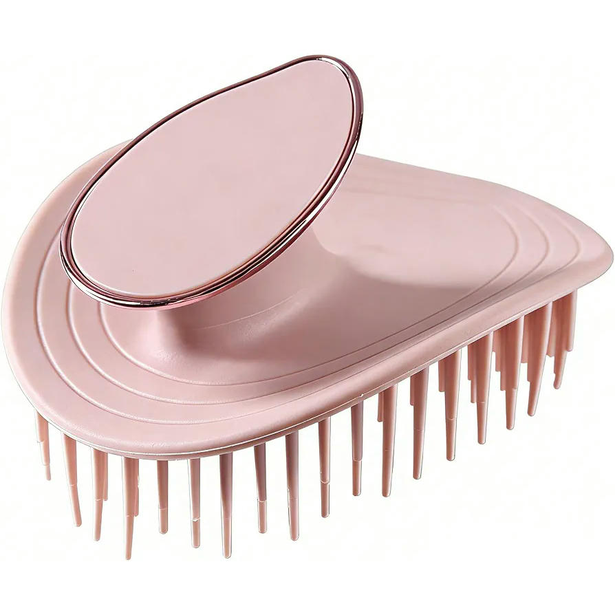 Cepillo Masajeador de Silicona Suave para Cuero Cabelludo, Uso Seco y Húmedo, Ergonómico para Todo Tipo de Cabello (Rosa)