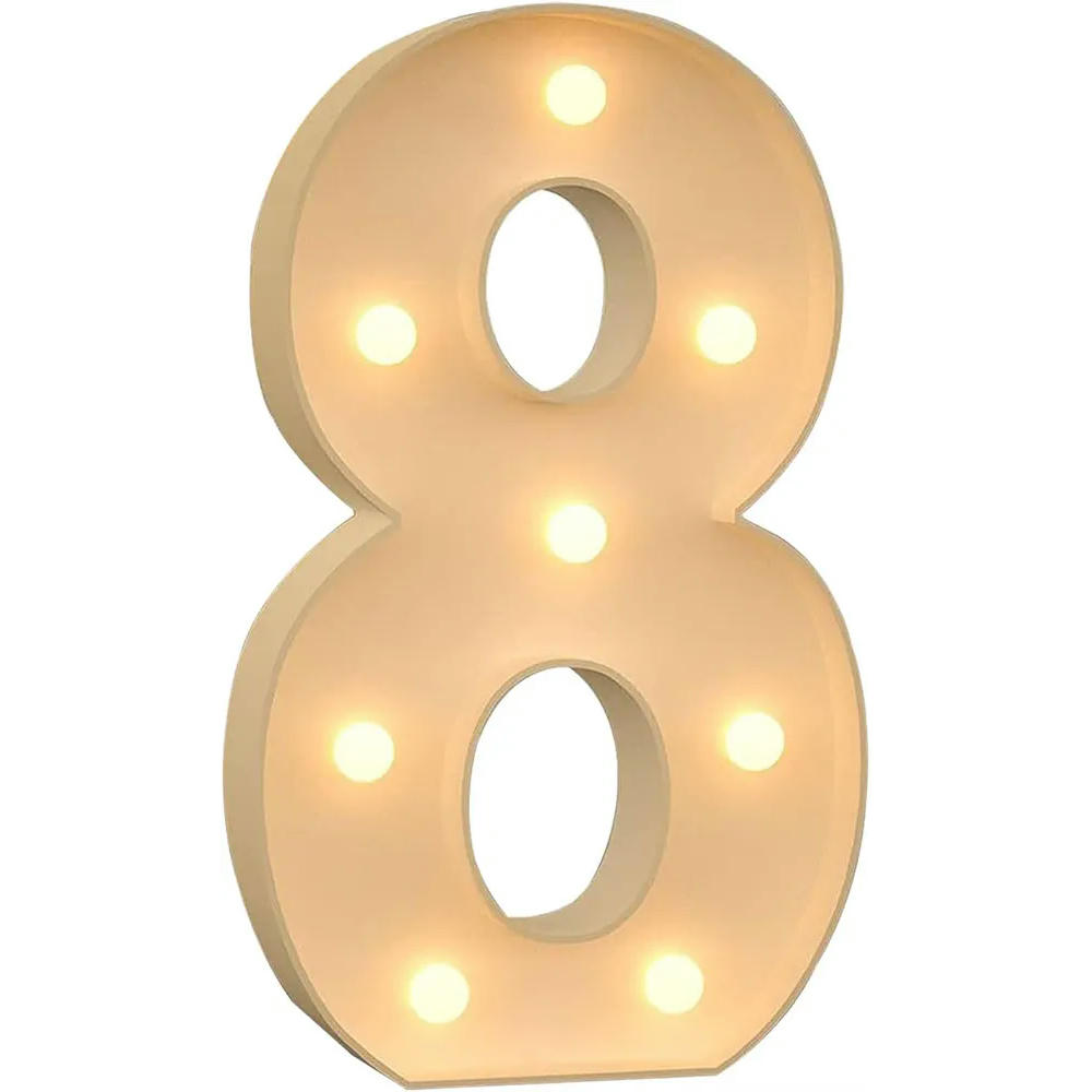 Número 8 decorativo grandes LED 70 cm - Letreros iluminados para fiestas, cumpleaños, bodas y eventos especiales - Decoración de marquesina versátil (Número ocho)
