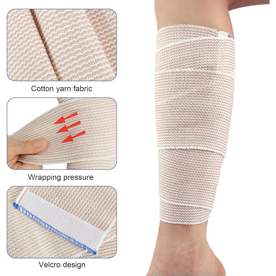 5 vendajes de compresión elásticos reutilizables de 10 cm x 4,5 m para soporte y prevención de lesiones