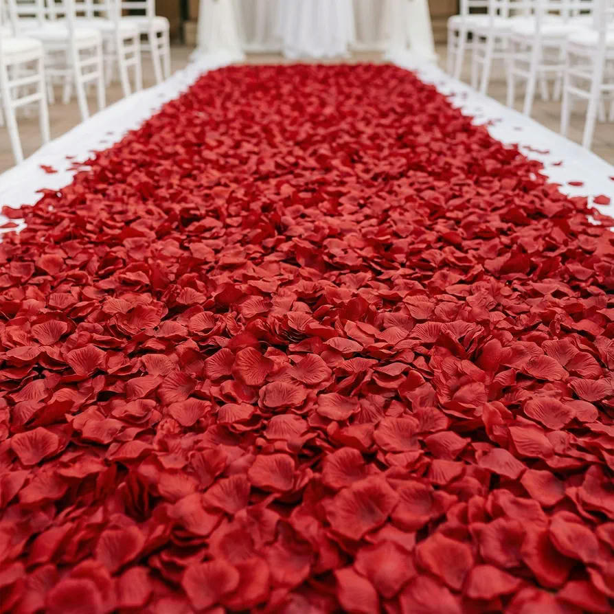 1000 Pétalos Rojas Artificiales de 4,5x4,5 cm para Bodas y Decoraciones (Rojo)