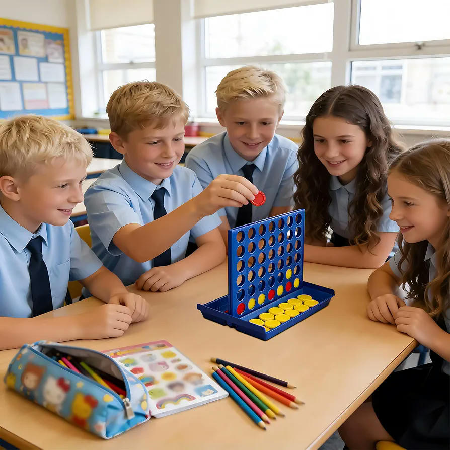 Juego de mesa educativo, cuadrado, portátil, cuatro en raya, ideal para niños mayores de tres años, juguete de estrategia, juego de viaje, material plástico