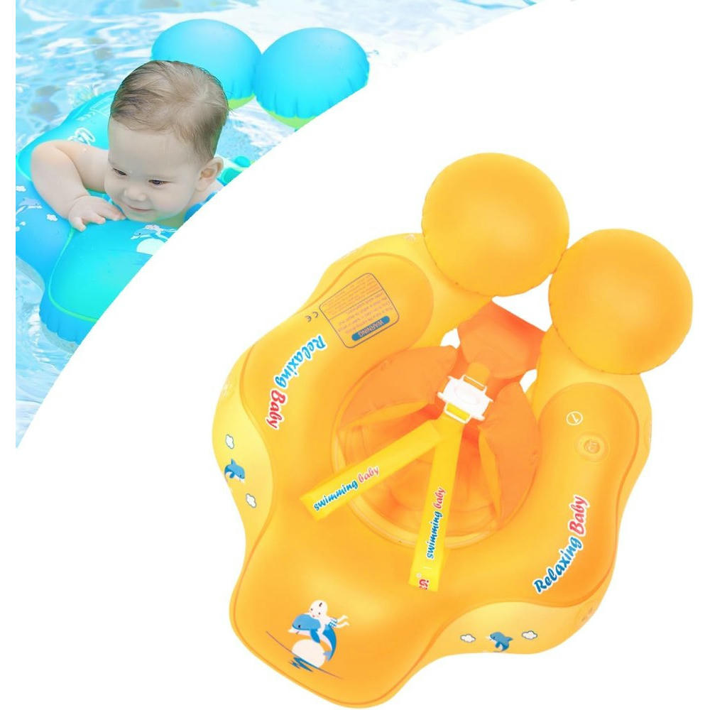 Flotador para bebé, con asiento de seguridad y respaldo, apto para bebés de 3 a 24 meses, 46 cm color amarillo (Talla S)
