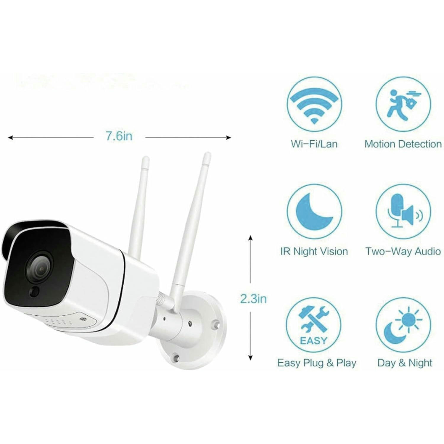 Denver Cámara de vigilancia Wi-Fi Inteligente para Exteriores SHO-110. Cámara Domo IP. Sensor de Movimiento. Compatible con Tuya. Audio bidireccional.