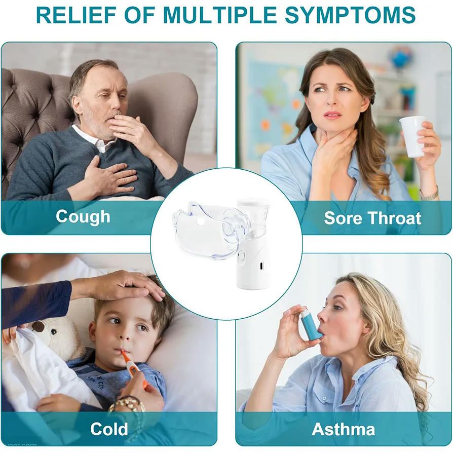 Nebulizador portátil, ideal para niños y adultos, máquina de aerosoles silenciosa para uso doméstico y viajes, incluye boquilla y máscara