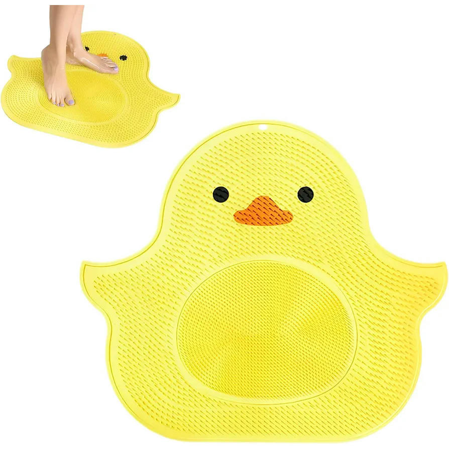 Alfombrilla de masaje para pies de silicona, cepillo antideslizante con ventosas para ducha, limpieza y exfoliación, modelo amarillo