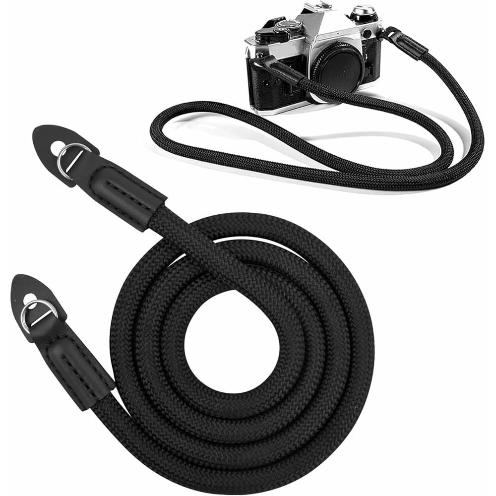 Correa para cámara negra de nylon de 100 cm, correa para hombro compatible con cámaras de diferentes marcas, diseño versátil y duradero