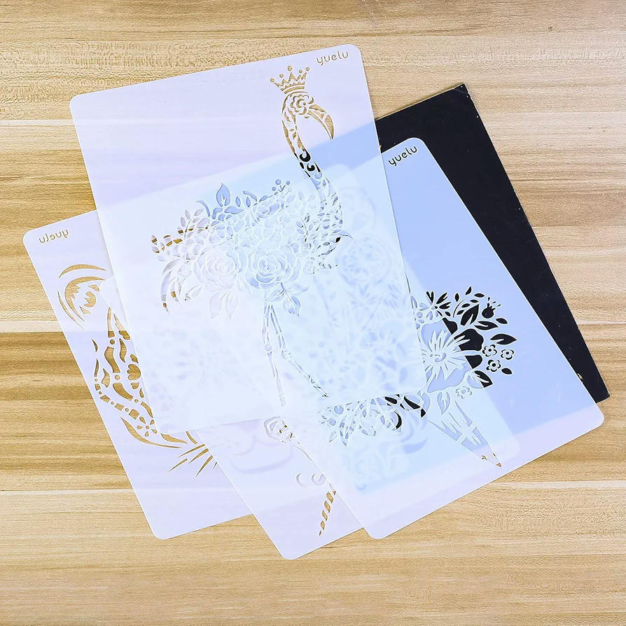 Set de 10 Plantillas de Calcado de Animales - Material PET Reutilizable, para Scrapbooking, DIY y Decoración de Paredes, Manualidades, Pintar y Dibujar, Dibujo de animales