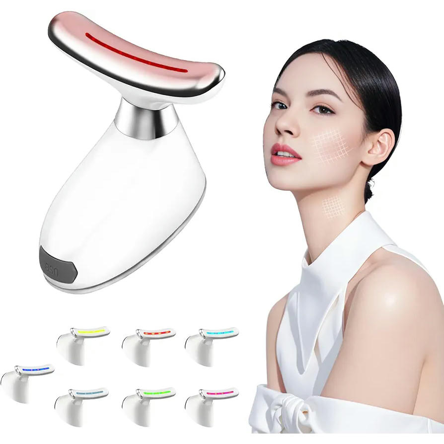 Masajeador Facial Multifuncional con Microcorriente y 7 Modos de Luz LED (Blanco)