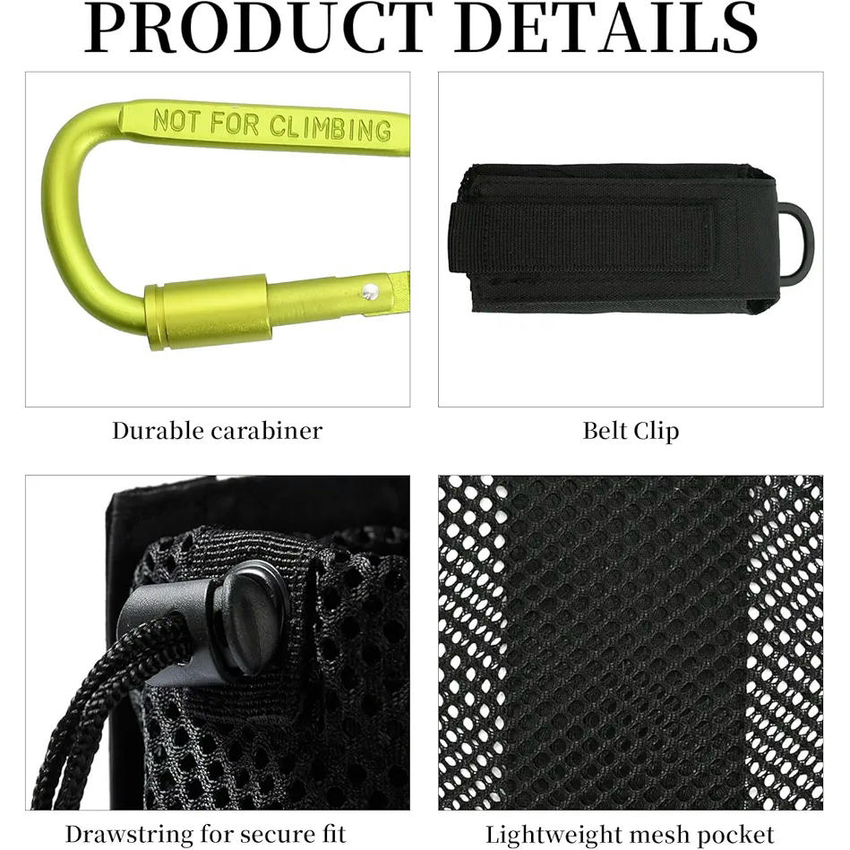 Portabotellas táctico para botellas de agua, bolsa plegable de nailon, con cordón superior y base de malla, ideal para camping, senderismo y actividades al aire libre, color negro