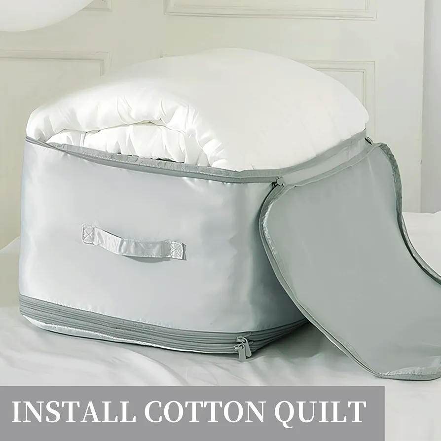 Bolsa de Almacenamiento de Ropa de Compresión XL con Cremallera y Asas Reforzadas, 52 x 42 x 60 cm (Gris)