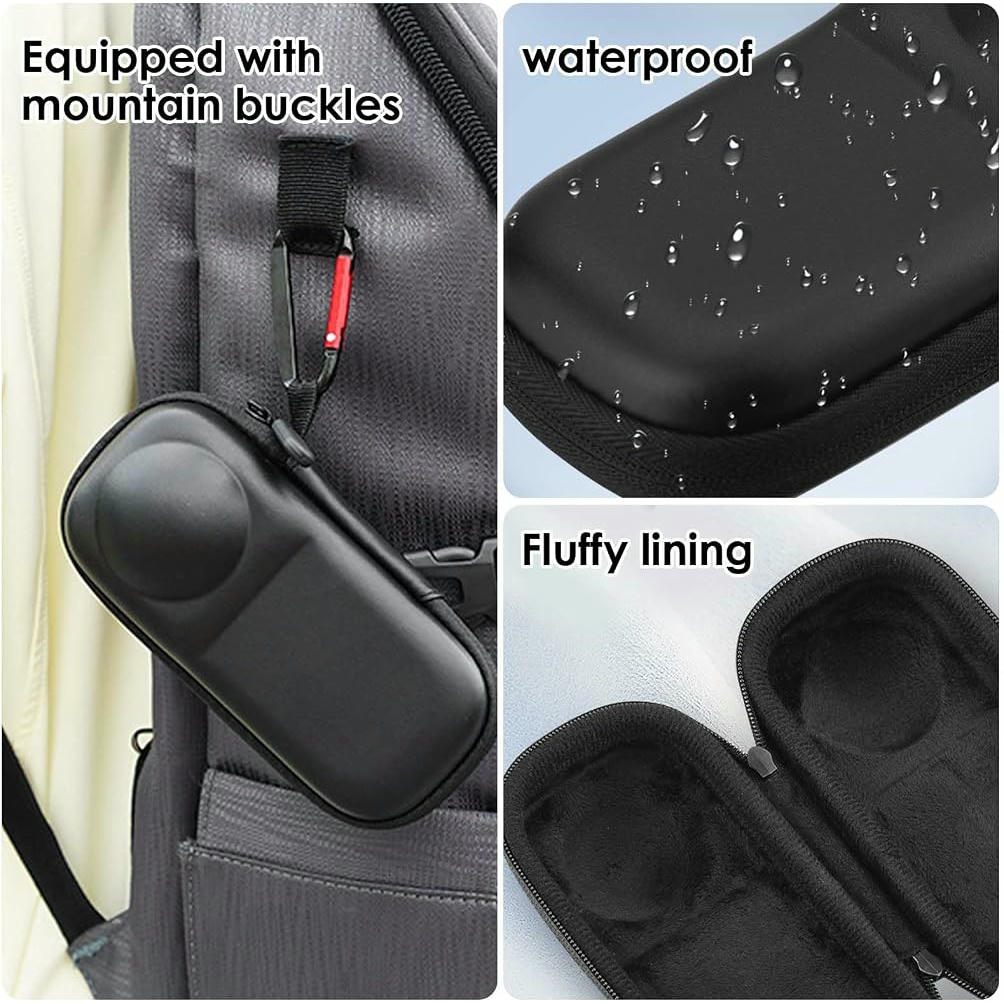 Funda Protectora Rígida de Viaje para Cámaras Insta360 X4 y X5 con Base Antideslizante (Negro)