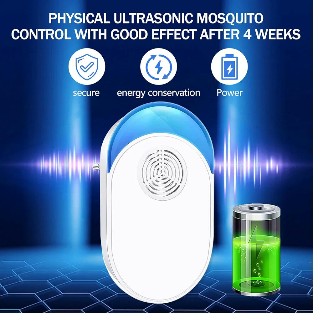 Repelente Ultrasónico de Plagas, 4 Piezas, Dispositivo Electrónico para Mosquitos, Ratones, Cucarachas, Arañas, Hormigas, Control Ecológico sin Químicos
