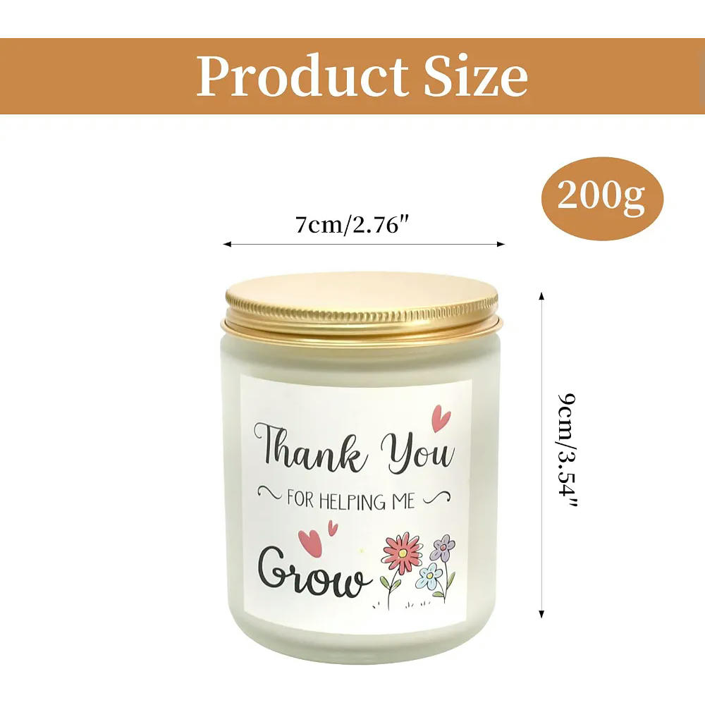 Vela aromática de manzanilla en tarro de cristal, 7 cm de diámetro, 200 g, 25h de duración, hecha a mano (Blanco)