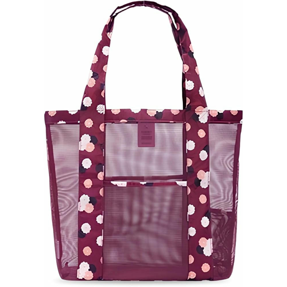Bolsa de Playa Grande para Mujer con Múltiples Bolsillos y Diseño Transpirable Plegable (Rojo)