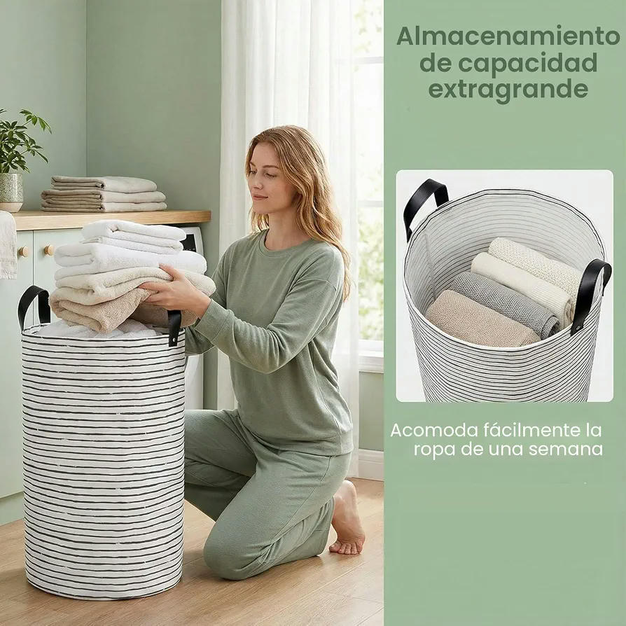 Juego de 2 Cestas Plegables para Ropa Sucia con 2 Bolsas de Lavandería, Impermeables y de Gran Capacidad (Gris)