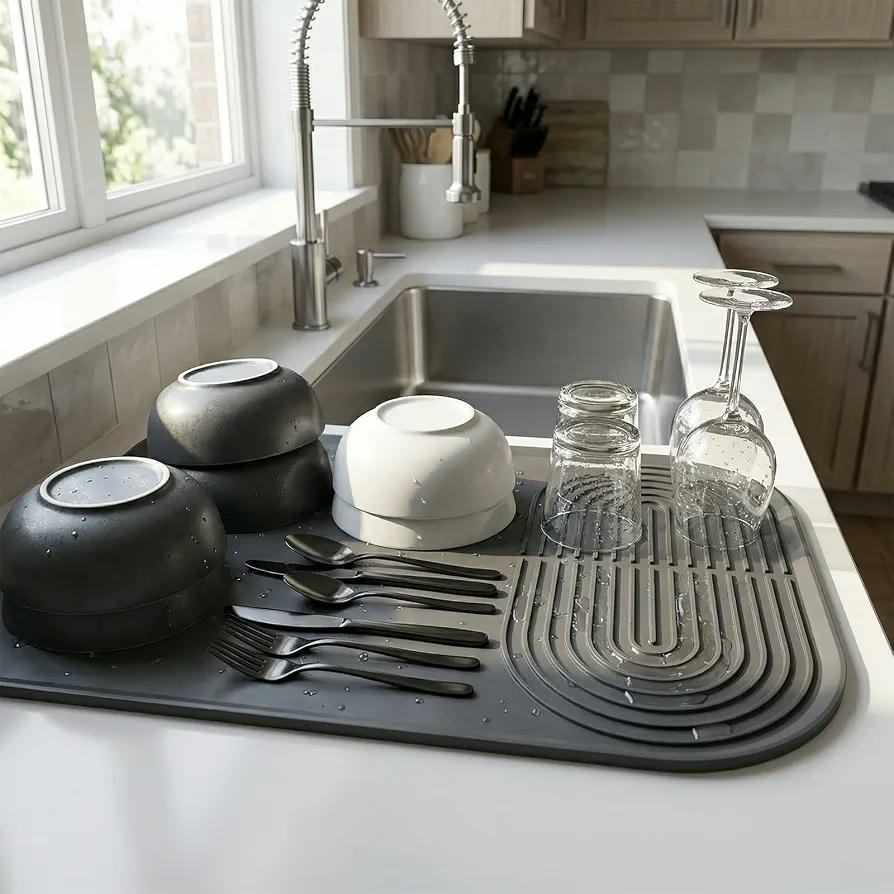 Alfombrilla de Silicona Antideslizante para Cafetera 60x40cm, Ideal para la Cocina y el Baño