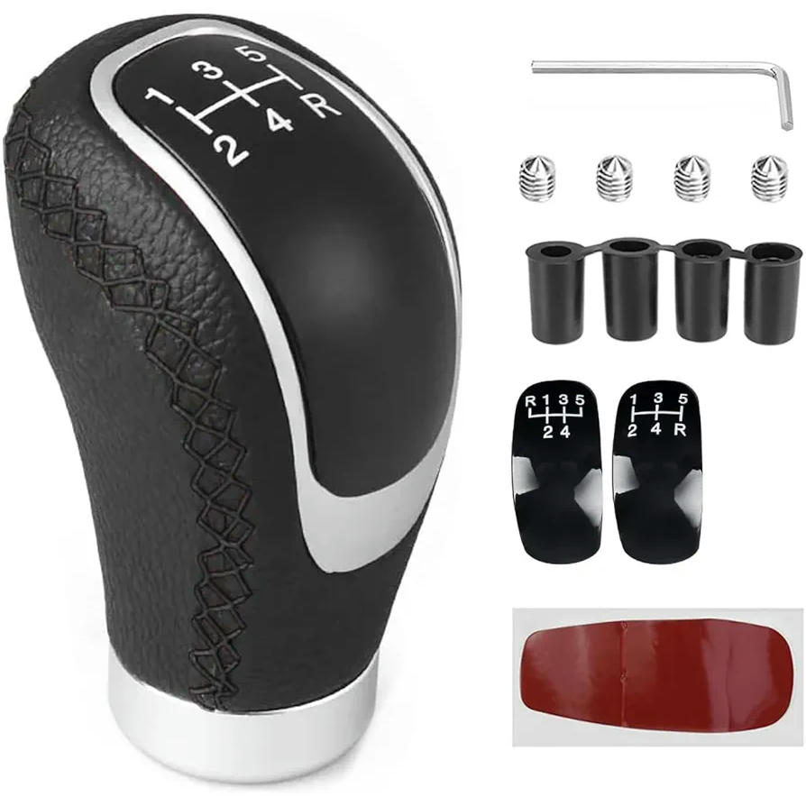 Pom de palanca de canvis manual de 5 velocitats, pom de cuir sintètic negre, compatible amb la majoria de vehicles