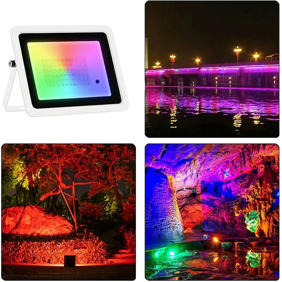 Foco LED Exterior RGB 50W, Control por APP WiFi y Bluetooth, Proyector LED Impermeable IP66, Iluminación para Jardín, Garaje, Patio