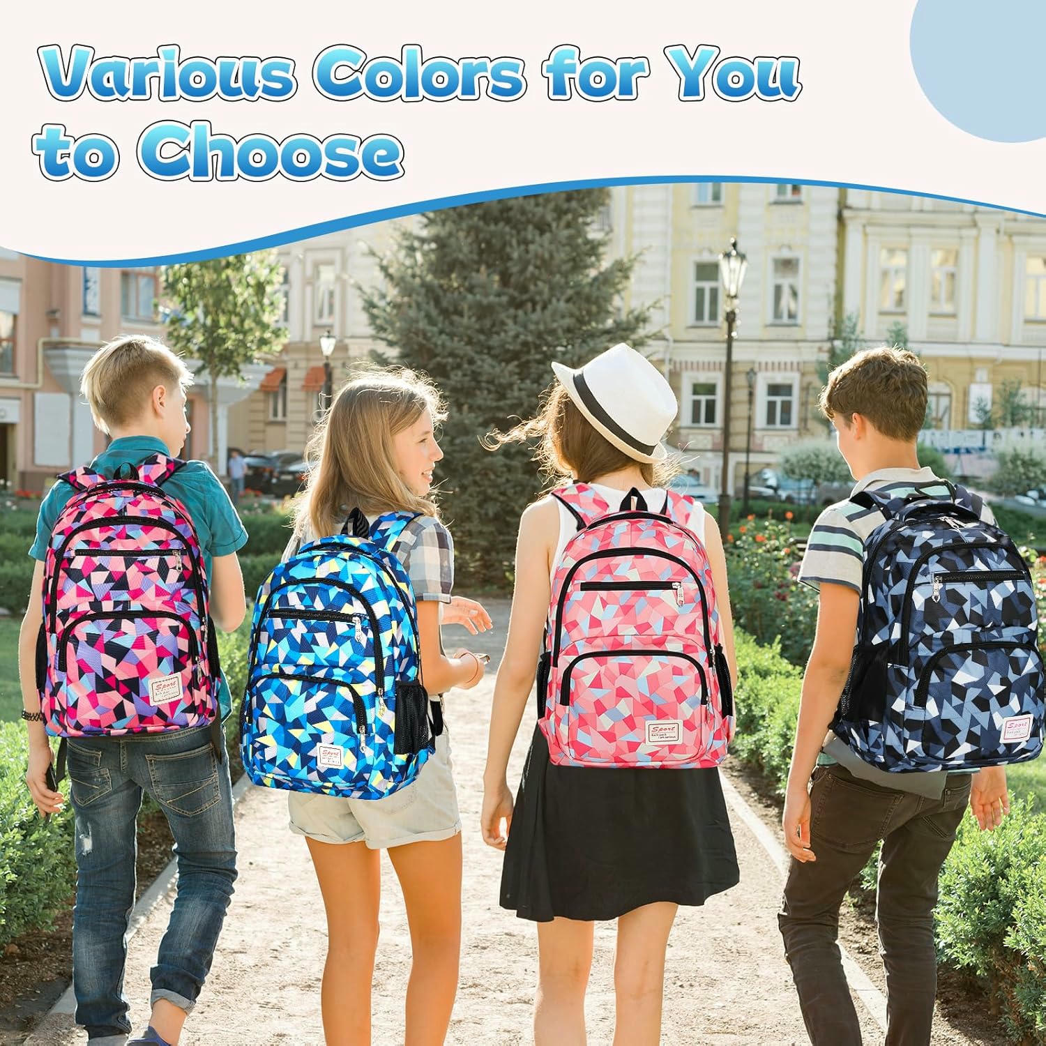 Mochila Escolar para Niños - 3 en 1, Incluye Bolsa de Almuerzo y Estuche para Lápices, Impermeable, Ideal para Escuela y Viajes, color azul