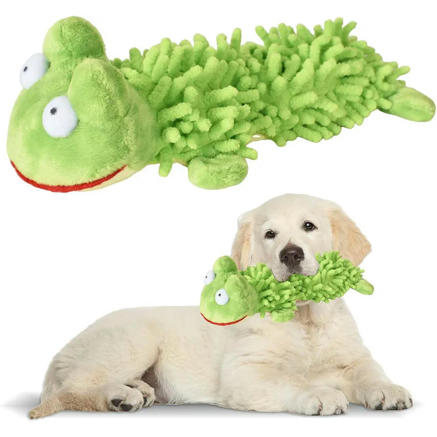 Juguete de Peluche para Perros Vera, Juguete Chirriante para Cachorros, Masticar y Jugar, Interactivo, Compatible con Todas las Razas, Color Verde