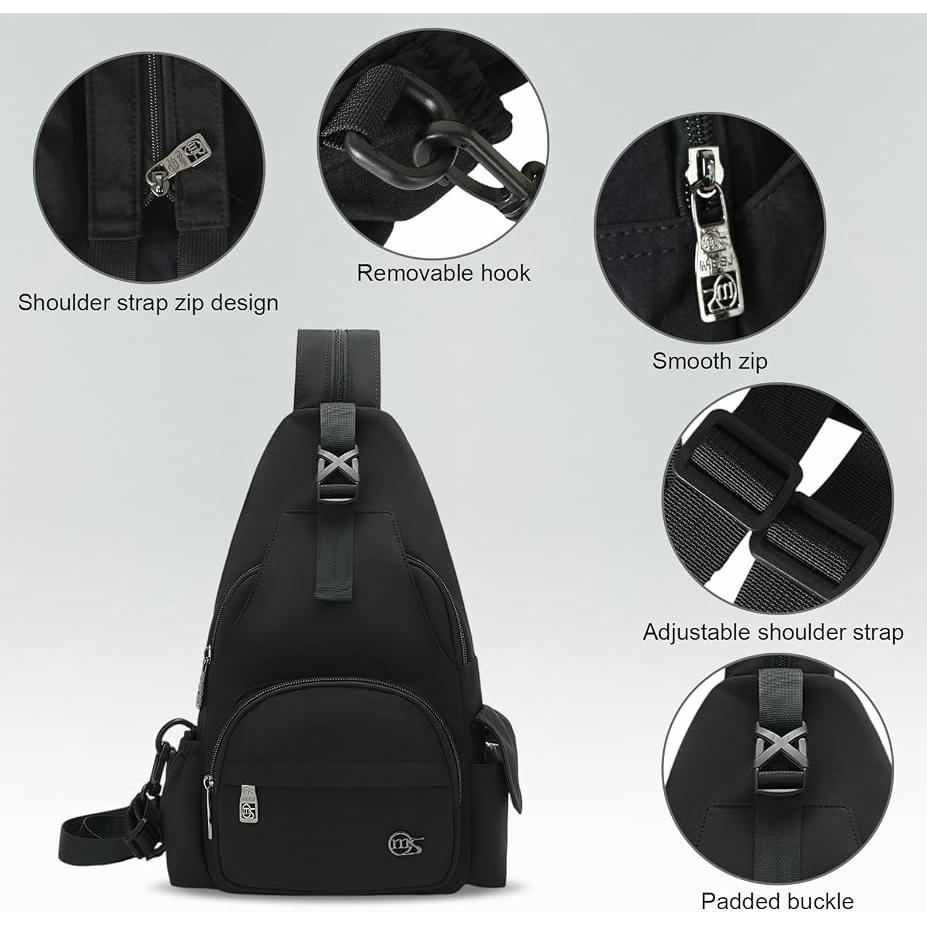 Bolso bandolera ultradelgado con compartimento para tarjetas, impermeable y versátil para viajes y actividades al aire libre (Negro)