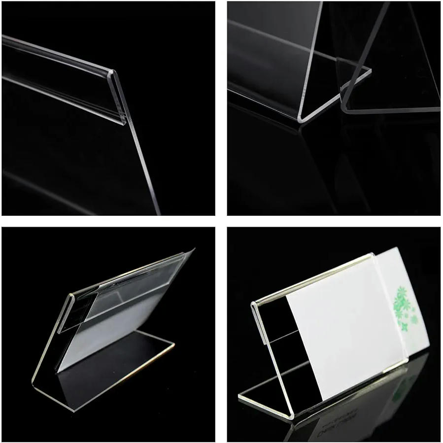 40 Etiquetas de Precio en Forma de L Expositor de Acrílico Para Mesa (5 x 8 cm, Transparente)
