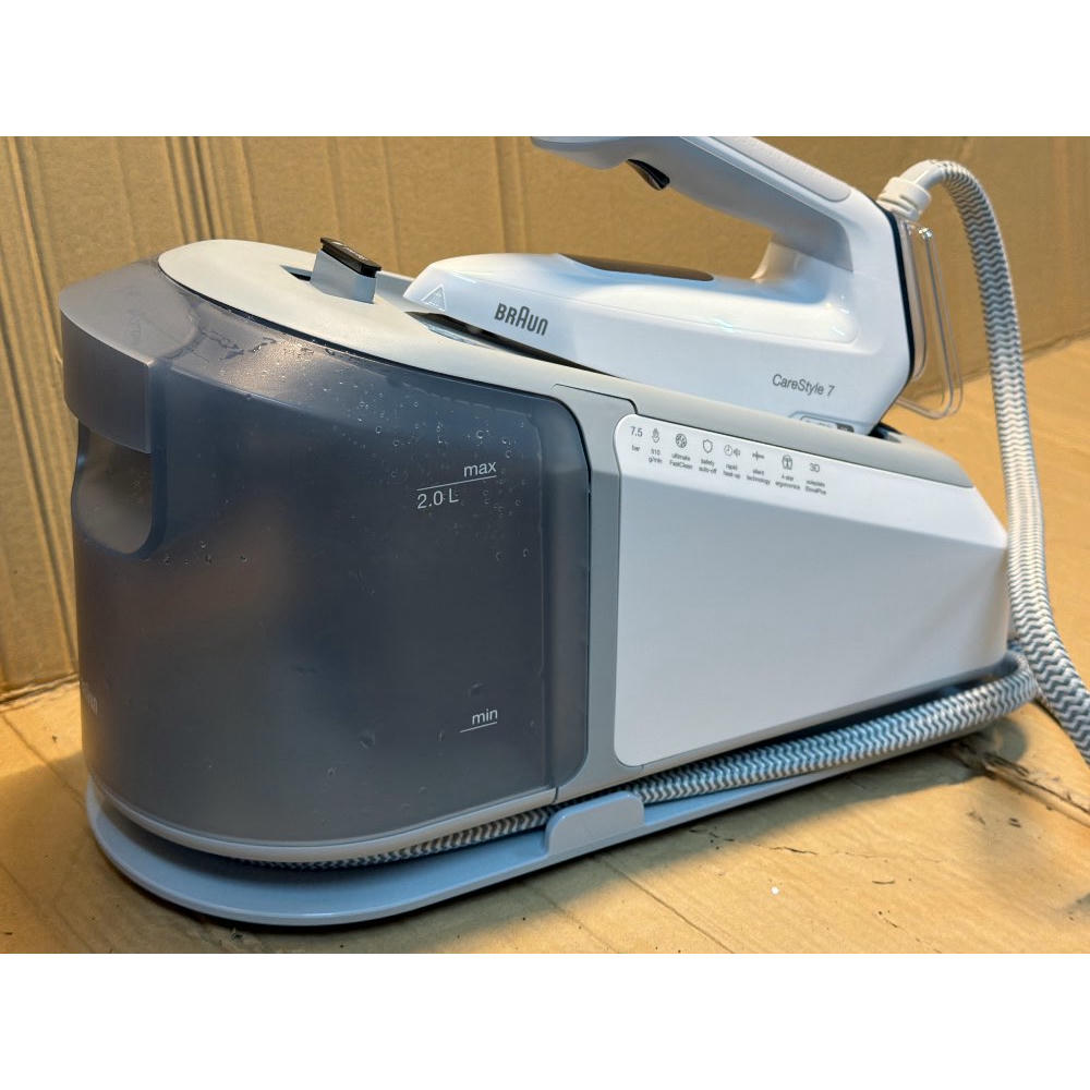 Braun CareStyle 7 IS7262GY, Centro de Planchado con Generador de Vapor Profesional, FreeGlide 3D, iMode e iCare, Planchado Vertical, Ultimate FastClean, Depósito Extraíble 2 L, 2700W, Violeta