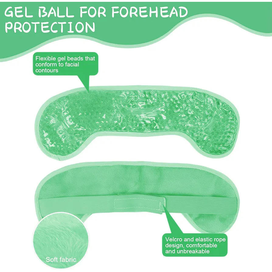 Juego de 3 mascarillas térmicas para ojos secos y migraña con compresas húmedas y frías (Verde)