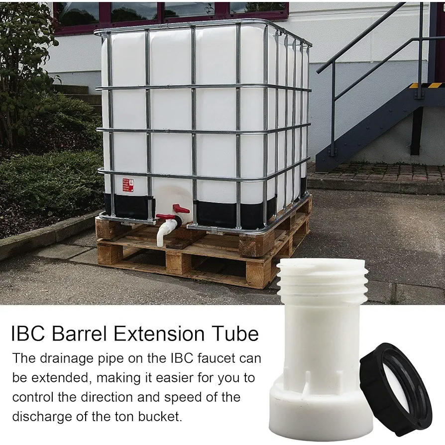 Adaptador IBC S60x6, extensión para grifo, accesorio compatible para contenedores IBC, tubo de extensión con junta de PVC